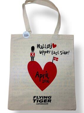 Flying Tiger Upper East Side NYC LImited Edition Cotton Tote Bag Reusable